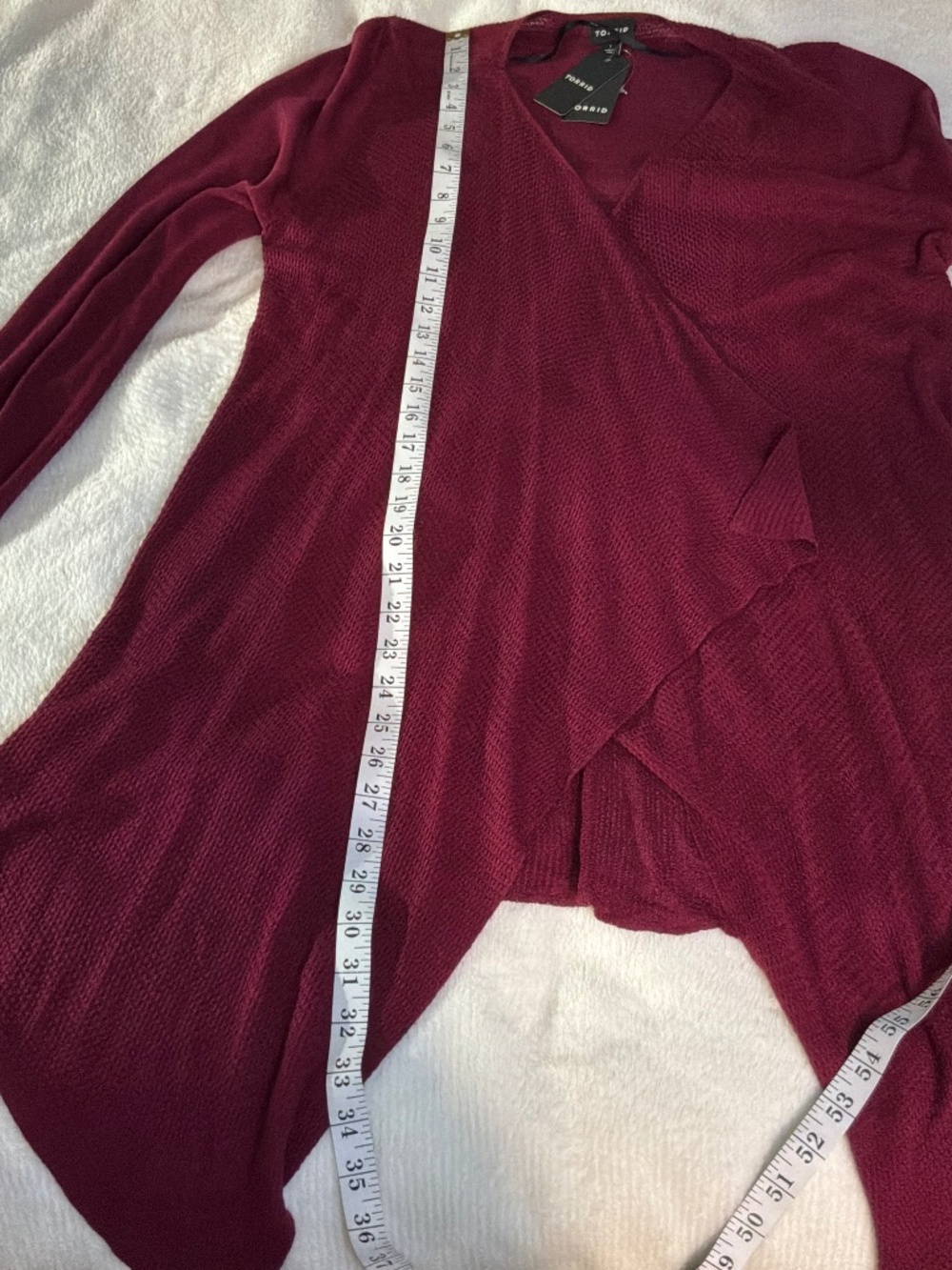 NWT Torrid Raspberry coloured Textured Open Front Ruffke Cardigan - Size 1/1X - Picture 6 of 7